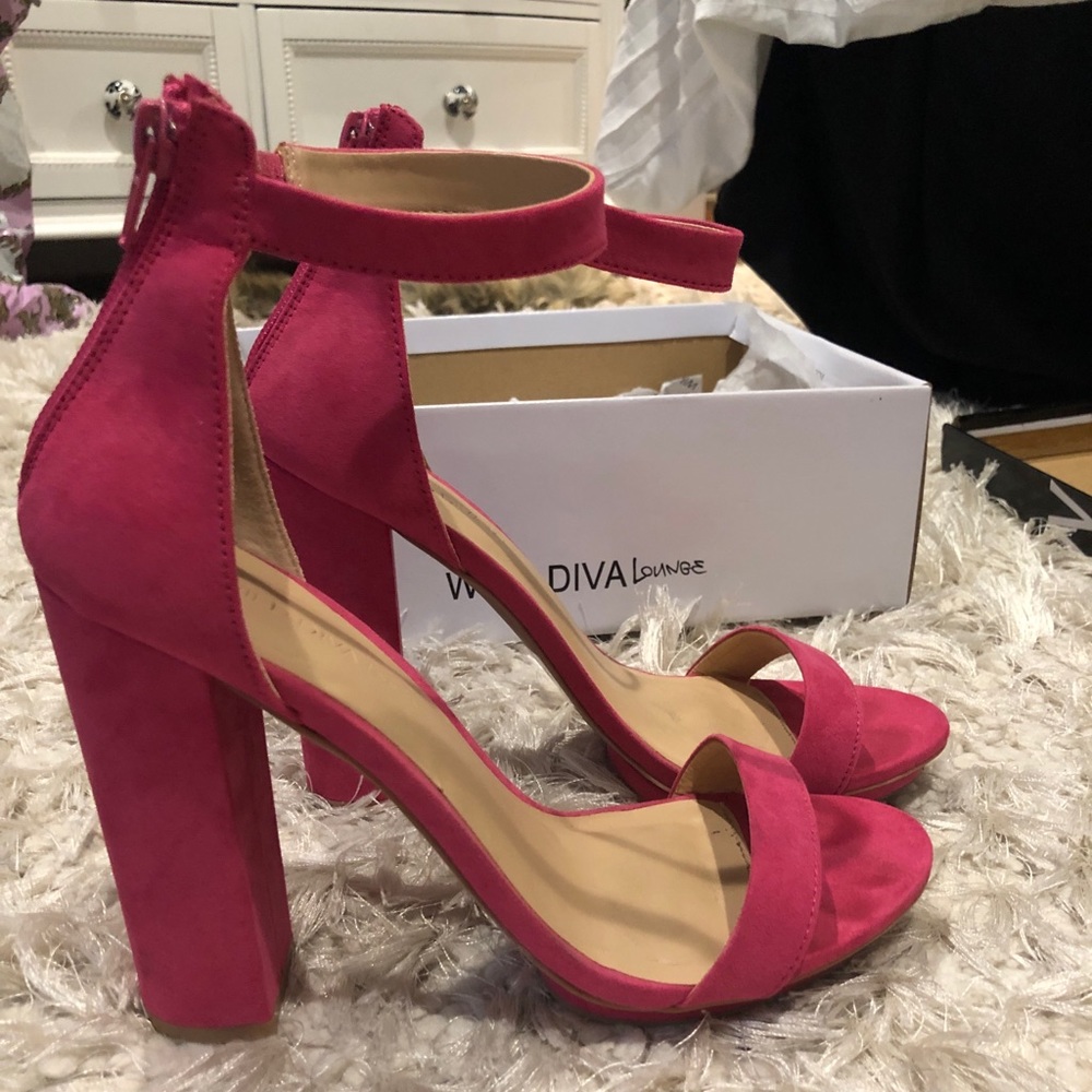 HOT Fuchsia Suede Heels